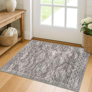 KILOCOCO Boho Entryway Rug 2x3 Printed Small Area Rugs Indoor Door Mat Machine Washable Kitchen Rugs Super Soft Non Slip Throw Rug for Bedroom Entrance Geometric Laundry Room, Taupe