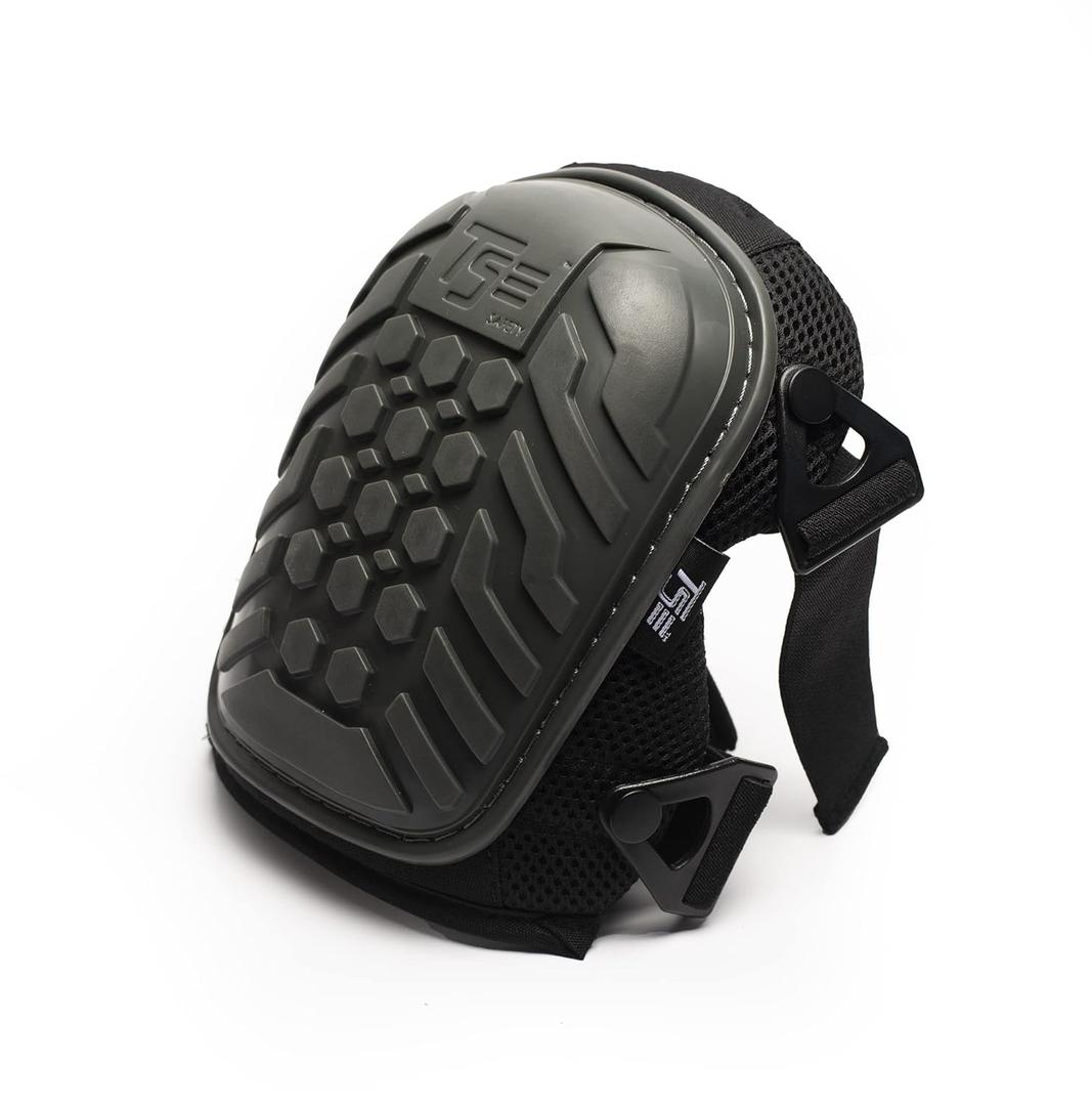 TSE Safety Heavy Duty Professional Knee Pads, Double Strap and Adjustable Clips Hex Pro Knee Pads for Work, Gel Cushion Premium Quality Kneeling Pads for Men and Women,Black Medium (Black)