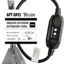 YOJOE 6 Foot GFCI Black Extension Cord, Lighted Outdoor 12/3 Cord with 3 Power Outlets,12 Gauge 3 Prong SJTW Heavy Duty Extension Cable with 3 Prong Grounded Plug for Safety, UL Listed