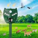 Upgraded Solar Ultrasonic Animal Repeller, 2024 Cat Dog Repellent Outdoor,Waterproof Deer Repeller Squirrel for Raccoon, Skunk, Rabbit, Fox, Bird with Motion Detection and 6 LED Flashing Green