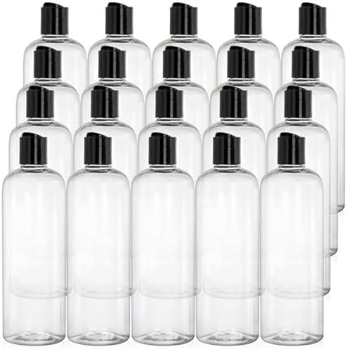 Peohud 19 Pack 16oz Clear Plastic Empty Bottles with Disc Top Flip Caps, Refillable Shampoo Bottles, Squeezable Travel Containers for Lotions, Cosmetics, Liquid Body Soap, Creams, BPA Free