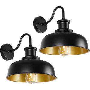 Solar Barn Lights for Outside, Outdoor Wall Light Solar Powered, Farmhouse Exterior Wall Sconces, Industrial Outside Lighting Fixture, Rustic Lanterns Work with Gooseneck Barn Shed Coop Patio