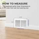 30x6 Baseboard Return Air Grille for 30"Wx6"H Duct Opening, 7/8" Depth