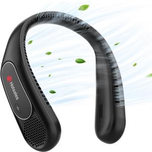 Neck Fan, Hands Free Bladeless Neck Fans Portable Rechargeable, 6000 mAh Battery Operated Wearable Personal Fan, Cooling Neck Fan, 3 Speeds, USB Fan Gifts for Men, Women, Travel, Outdoor (Black)
