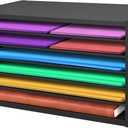 PROLEE Construction Paper Organizer 20" x 13.5" x12.2",Soild Wooden Paper Organizer with 6-Tier Letter Trays, Desktop File Papers Sorter for Home, Classroom and Office (Black)