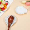 10 Pcs Ceramic Spoon Rest for Stove Top 3.8 x 3.4 Inch Porcelain Spoon Holder Utensil Rest Dishwasher Safe Cradle for Home Kitchen Accessories (White)