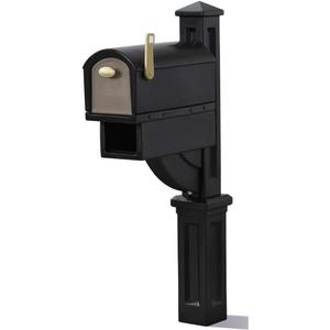 Step2 Mailmaster Hudson Mailbox & Post, Weather Resistant, Large Outdoor Mailboxes, Made of Durable Plastic, Easy to Install, Flag Included, Black
