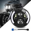 SUPAREE 7 Inch LED Motorcycle Headlight with Turn Signal: Black Motorcycle Headlight Compatible with Touring Road King Ultra Classic Electra Street Glide Tri Cvo Heritage Softail Slim Deluxe Fatboy