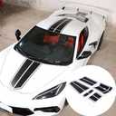 Auto Racing Body Stripe Decal Compatible with Chevrolet Corvette C8 2020-2023, Car Hood Stripe Vinyl Sticker, Full Body Race Stripes C8 Sticker Accessories (Black)