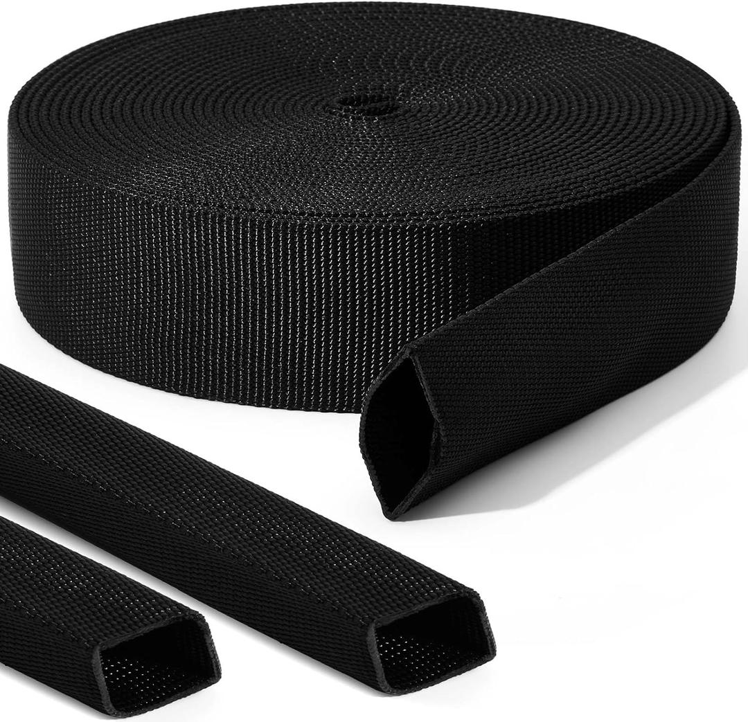 Hanaive 26 ft Nylon Hydraulic Hose Protector Sleeve Tig Torch Cable Cover Black Protective Cover Hose Sheath Hydraulic Wrap Cutting Wire Sheath Sleeve Management Wrap for Cord Tig(1.25 Id)