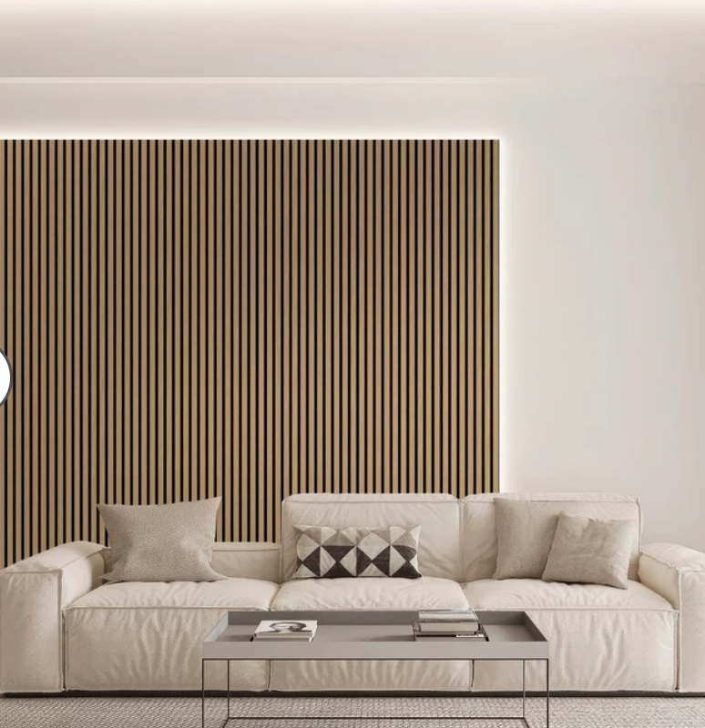 CHDITB 3D Fluted Wood Slat Acoustic Wall Panels, 2Pcs 23.6" x 47.2” Wood Finish Soundproof Panels for Wall and Ceiling, Sound Absorbing Decorative Wall Panels for Interior Wall Decor - Teak