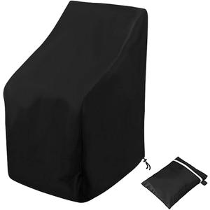 Stacking Outdoor Chair Cover Waterproof, Uranshin Outdoor Patio Furniture Covers Stacked Chairs 210D, Lounge Chair Covers Outdoor Stack Chairs for All Weather Protection, Black, 25"L x 25"W x 47H