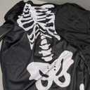 Adult Onesie Skeleton Costume Women Front and Back Bone Print Halloween Skeleton Jumpsuit Men with Zipper Hooded, (X-Large)