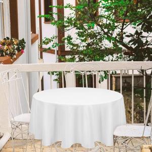 7 Pack White Round Tablecloth 7 Inch Circle Polyester Table Cloth, Washable Fabric Stain and Wrinkle Resistant Table Cover Round Table Clothes for Wedding Parties Banquet Reception Gift Table