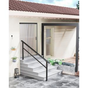 KYBOLT Outdoor Handrail, 5-6 Step Stair Handrail, Deck Staircase Handrails with Adjustable Height, Outdoor Handrail Banisters- DIY Installation Kit (Black)