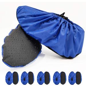 5 Pairs Non Slip Reusable Shoe Covers Waterproof Washable Boot Covers Durable Dustproof Booties Cover For Indoors Household Travel Floor Carpet Protection(Large) (Blue)