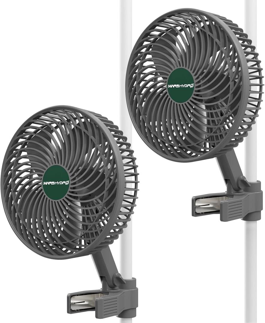 MARS HYDRO Updated 2-Pack M6 Grow Tent Fan, A powerful Oscillating Clip Fan with Low Noise for Hydroponic Plants and Ventilation Circulation with convenient APP/WiFi Control