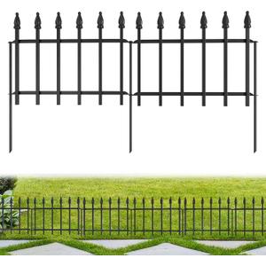 Decorative Garden Fence 10ft (L) x 19in (H) - 7 Panels Heavy Duty Garden Fencing Animal Barrier Rustproof Metal Fence Border for Outdoor Yard & Flower Bed Decor