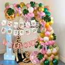 Wild One Birthday Decorations Party Supplies for Girl, Pink Bows Decorations,First Birthday Girl Decor, Jungle Animal Baby Shower Safari 1st Supplies Palm Leaf Balloon Kit