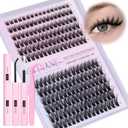 Fairy Lash Clusters Kit Wispy Eyelash Clusters DIY 8-16mm Manga Lash Clusters Eyelash Extension Kit 192pcs Individual Lashes Natural Lash Extension Kit with Lash Bond and Seal, Lash Tweezers by Wtvane