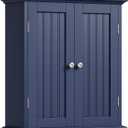 ChooChoo Bathroom Wall Cabinet, Over The Toilet Space Saver Storage Cabinet, Medicine Cabinet with 2 Door and Adjustable Shelves, Cupboard, Navy Blue, 8.8"D x 21.1"W x 24"H
