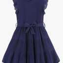 Bumeex Kids Tween Teen Girls Fashion Swing Casual Party Dress 6-7 Years, Navy Blue