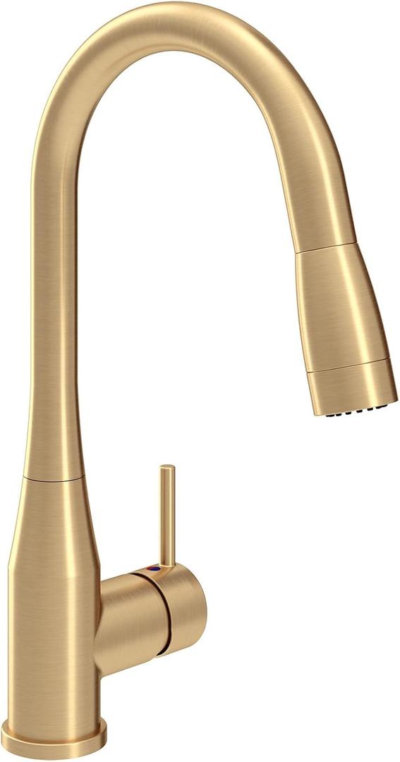 Symmons Sereno Single-Handle Pull-Down Sprayer Kitchen Faucet in Brushed Bronze SK2302BBZPD, Large