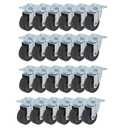 findmall Heavy Duty Swivel Caster Wheels 24 Pack 2 Inch Rubber Base with Top Plate and Bearing (Black)