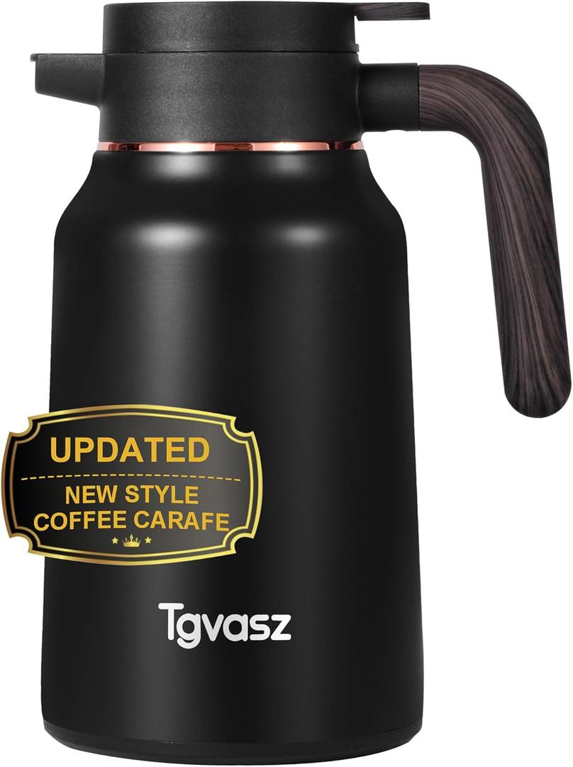 Thermal Coffee Carafe 70 oz - 36 Hour Hot Stainless Steel Carafes for Hot Liquids-Insulated Coffee Carafes For Keeping Hot/Cold Coffee, Tea, Water, Drink Dispenser for Parties(Black) (70 OZ, Black)