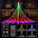FANCILLUMA 16.4 FT Christmas Decorations Outdoor Star String Lights,Smart APP Remote Control RGB Color Changing DIY 317 LED Waterfall Lights for Garden Yard Outdoor Xmas Decorations