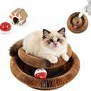 Kitty Curls Magic Organ Cat Scratcher,Interactive Cat Toy with Bell Ball,Durable Cardboard Scratching Pad for Cat Claw Grinding,Fun Cat Toy for Indoor Cats
