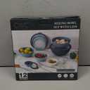 COOK WITH COLOR Mixing Bowls with Lids - 12 Piece Plastic Nesting Bowls Set includes 6 Prep Bowls and 6 Lids, Non Slip Bottom and Embossed Design - Microwave Safe (Blue)