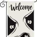 2 x Halloween Peeking Monster Garden Flag, Welcome Garden Flag Halloween Yard Double Sided Burlap Holiday Farmhouse Home Outdoor Yard Decor 12 x 18 In