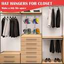 3 x Hat Organizer for Closet, Collapsible Metal Cap Rack with Rotating Hooks, Up to 40 Baseball Caps Holders for Display and Storage, Space Saving Hat Hanger for Closet Organizers and Storage, Black