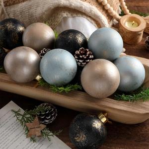 Lunmon 12 Pcs Large Neutral Textured Christmas Ornaments for Tree 3.15 Inch Rustic Vintage Christmas Balls Shatterproof Farmhouse Earth Toned Xmas Baubles for Modern Home Decor DIY Party Gift (Multi Color)