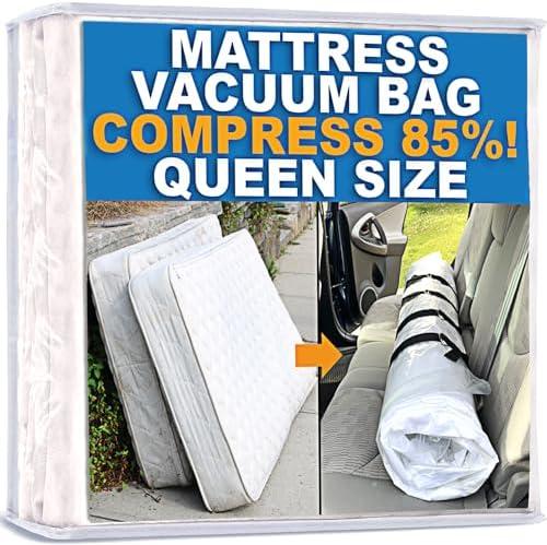 Mattress Vacuum Bag for Moving, Vacuum Seal Mattress Bag for Memory Foam or Inner Spring Mattresses, Compression and Storage for Returns, Leakproof Valve and Double Zip Seal (Queen/Full/Full-XL)