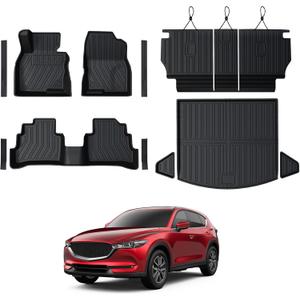 Floor Mats for Mazda CX-5 2017-2025, All Weather Floor Mats Trunk Cargo Liner with Backrest Protectors and Door Sill Guards Accessories, Full Coverage Set