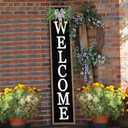 Outdoor Welcome Sign for Front Porch Standing 45"X9" Tall Wood Frame Vertical Leaner farmhouse Outside Rustic Large Welcome Sign for Front Door Home Decorations (Wood)