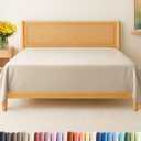 Queen Size Flat Sheet - Hotel Quality Top Flat Bed Sheet Only - Ultra-Soft, Comfy Breathable & Cooling - Fade & Wrinkle Free - Easy-Care, Stain & Shrink Resistant Bedding - Easy-Fit & Oeko-Tex - Wheat
