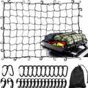 WSSROGY 3' x 4' Cargo Net Stretches to 6' x 8', Heavy Duty Cargo Netting for Pickup Truck Bed, Roof Rack Net with Hooks Carabiners