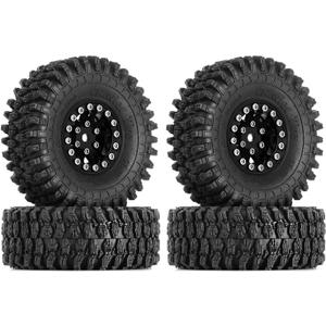 INJORA 1.0 Beadlock Wheel S5 Super Soft Sticky Crawler Tires for TRX4M Axial AX24 SCX24 FCX24 Enduro24 Upgrade, 57 * 22mm(Black)