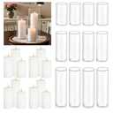 24 Pcs White Pillar Candles with Glass Candle Holder Hurricane Glass Candle Holders Clear Cylinder Vases for Centerpieces Wedding Office Party Home Table Decor