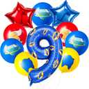 number 40 inch blue and gold ring balloon set birthday number decoration aluminum film balloon suitable for boys and girls blue theme party cartoon party decoration supplies (9)
