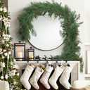 RECUTMS Artificial Pine Garland 5.9FT Pine Cypress Greenery Wreath Vine with Pinecones Faux Bushes Ivy Christma Winter Spring Holiday Fireplace Mantel Table Wall Porch Door Xmas Indoor Outdoor Decor