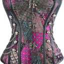 Charmian Women's Spiral Steel Boned Steampunk Gothic Bustier Corset with Chains (X-Large, Purple)