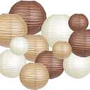 ZOOYOO Brown Paper Lanterns Decorative, Caramel Boho Party Hanging Paper Lanterns Decorations for Rustic Neutral Birthday Wedding Bridal Shower Western Graduation Home Decor Party Decoration 12PCS (Coffee/Khaki/Cream)