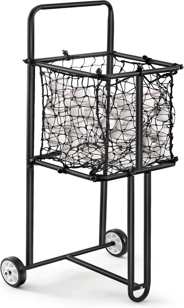 Vercraft Sports Baseball Cart with Wheels Large Softball Caddy Ball Holder Holds up 300 Baseballs or 150 Softballs, 15 x 23 x 45"