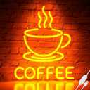 Coffee Neon Sign for Wall Decor, Dimmable USB Powered Bright Led Signs for Business Acrylic LED Neon Coffee Light up Sign for Shop Station Art Decor Party Decorations (15.7 * 12.8inches)