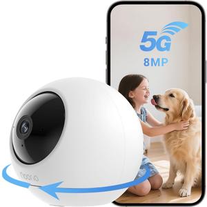 Noorio 4K Indoor Security Camera with 5GHz WiFi - 360 Pan Tilt Pet Camera for Dogs & Cats, Dog Monitor with Speaker, No Subscription Needed, Alexa Compatible, Motion Tracking, Night Vision-Model T120