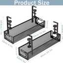 Cable Management, 2 Pack Cable Management Under Desk No Drill, Metal Cord Organizer with Clamp for Standing Desk, Cable Organizer for Home Office, Black